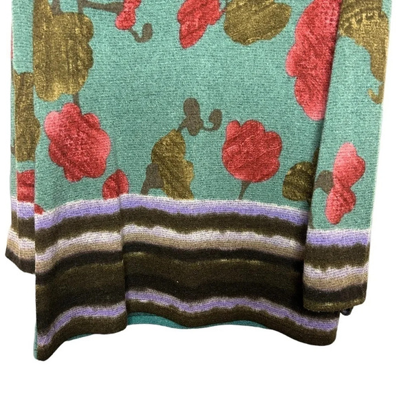 Trisha Tyler sweater flowers green turquoise women’s size small - Picture 7 of 10